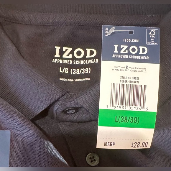 NWT IZOD Approved Schoolwear Long Sleeve Polo (Set of 5) - Navy L(38/39) - Picture 3 of 7